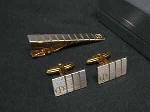 dunhill ダンヒル カフスボタン カフリンクス ネクタイピン アクセサリー メンズ 2点セット シルバー系×ゴールド系 DE6297