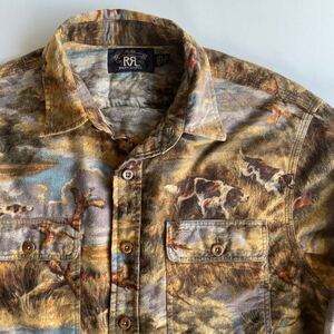 【傑作】RRL “Flannel Hunting Shirt” M フランネル ネル ワーク ハンティング 総柄 シャツ Ralph Lauren ヴィンテージ