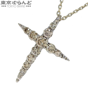 101751088 カシケイ ネイキッド クロス ペンダント D0.70ct ブラウンゴールド K18BG ブラウンダイヤモンド ネックレス ユニセックス 仕上済