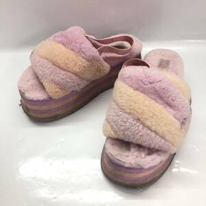 □UGG Disco Stripe Slide 厚底サンダル US:8/25cm ピンク アグ レディース ディスコ ストライプ スライド 複数落札同梱OK B231220-1