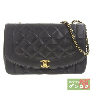 【中古】CHANEL シャネル マトラッセ ダイアナ チェーンショルダー ショルダーバッグ ブラック レザー 3番台 レディース【質屋】