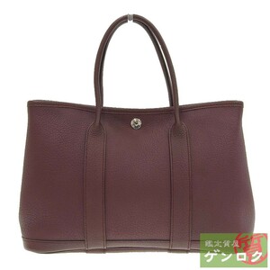 【中古】HERMES エルメス ガーデンパーティTPM ハンドバッグ ボルドー レザー □L刻印(2008年) レディース【質屋】【代引き手数料無料】