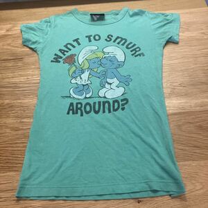 中古 Tシャツ JUNK FOOD SMURF スマーフ　S 半袖Tシャツ 送料¥185 グリーン