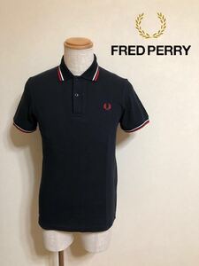 FRED PERRY フレッドペリー 鹿の子 ポロシャツ サイズ36 半袖 黒 ヒットユニオン イングランド製 M12N