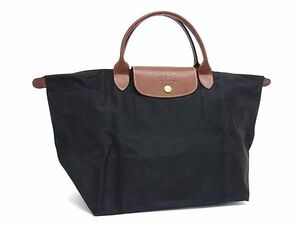 1円 ■極美品■ LONGCHAMP ロンシャン ルプリアージュ ナイロン×レザー 折り畳み式 ハンドバッグ トート レディース ブラック系 FH0192