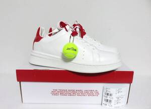 送料無料 定価4.7万 新品 MARC JACOBS THE TENNIS SHOE 43 ホワイト レッド ポルトガル製 マークジェイコブス テニス スニーカー