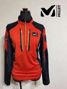 【未使用品】 MILLET ミレー アウトドア レディース ハーフジップ プルオーバー 登山 インナー 切替し ウェア トップス サイズ90 (S) 長袖 