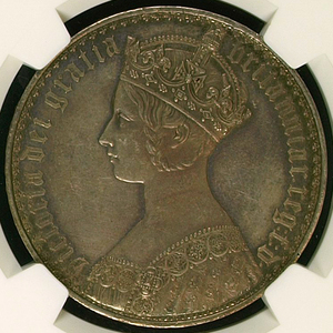 英国1847年 ヴィクトリア・ゴシック・クラウン銀貨 NGC PF62