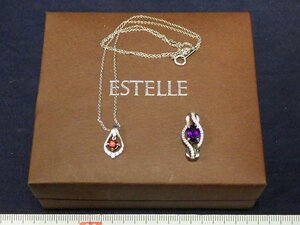 P0264 ESTELLE Silver925 刻印 等 ラインストーン ネックレス ペンダントトップ 2点 アクセサリー