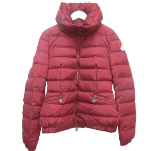 ほぼ美品 MONCLER モンクレール SANGLIER ロゴワッペン ダブルジップ ダウンジャケット 2 レッド ◆