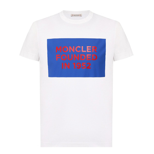 送料無料 146 MONCLER モンクレール 8C74610 8390Y ホワイト ロゴ クルーネック 半袖 Tシャツ size XL