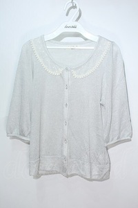 Emily Temple cute / ラメ半袖カーディガン グレーｘシルバー S-24-05-29-019-ET-TO-AS-ZS