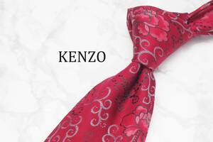 【美品】KENZO ケンゾー A-438 赤 RED ブランド ネクタイ 良品 古着 卸 USED オールド SILK