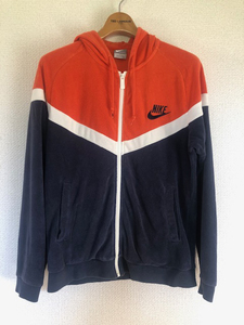 NIKE ナイキ ジップアップパーカー トラックジャケット ロゴプリント 70s 80s sizeM パイル生地 古着 トリコロール