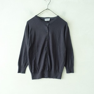 ジョンスメドレー JOHN SMEDLEY *カットソーカーディガン*Sチャコールグレー無地ラウンドネックシンプル羽織(2-2410-516)【61K42】