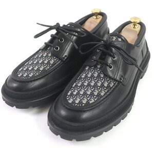 美品□DIOR ディオール オム 3DE318KD916140 オブリーク ボート スエード レザーシューズ ブラック 42.5 イタリア製 メンズオススメ