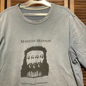 1スタ 再落無し AHRX 水色 バンド Tシャツ マリリンマンソン MARILYN MANSON 90s 00s ビンテージ アメリカ 古着 卸