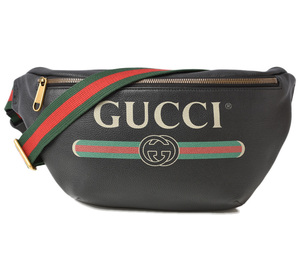 グッチ ウエストポーチ/ボディバッグ GUCCI グッチプリント レザー ミディアム ブラック ヴィンテージロゴ 530412 0GCCT 8164