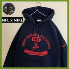 NIKExNFLナイキ スウェットパーカー スリーブロゴ フーディー ネイビー紺