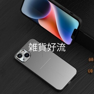 iPhone 14　ケース　グレー　メタル質