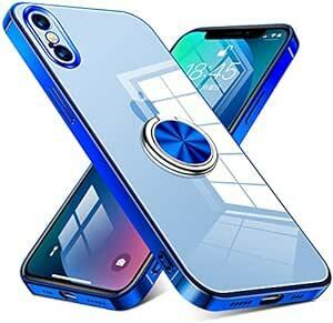 iPhone XS 用 ケース/iPhone X 用 ケース リング付き クリア 耐衝撃 スタンド機能 透明 TPU 車載ホルダー