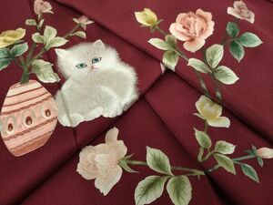 平和屋2■訪問着　総刺繍　子猫　白猫　薔薇　逸品　DAAI6002ps