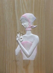 ☆☆彫刻　日展特選(工芸美術)作家　齋藤悦子　「蝶戯女性」