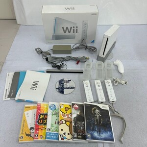 R450-O53-1153 Nintendo ニンテンドー Wii 本体 RVL-001 シロ/リモコン 3個/箱説/零 月蝕の仮面 ピクミン2/バイオ 他 ソフト 7本 通電OK ⑩