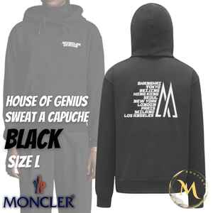 定価１０万円！！新品未使用タグ付き☆MONCLER HOUSE OF GENIUS Sweat a Capuche Hoodie パーカー Lサイズ ブラック色 黒色