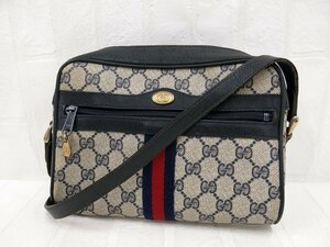 ◆美品◆GUCCI オールド グッチ◆GGスプリーム◆シェリー◆PVC カーフ レザー 本革◆ショルダー バッグ◆ネイビー◆ヴィンテージ◆A7457