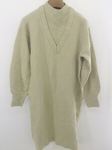 ◇ ◎ ●美品● THE SHOP TK タグ付き レイヤード ニット 長袖 ミニ ワンピース サイズ M ベージュ レディース E