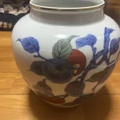 花器　花瓶　柿の絵柄　壺