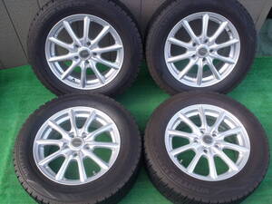 215/60R16 BS製 ECO FORME P114.3/5H IS54 HB73 ダンロップ WINTER MAXX WM02 スタッドレス 製造年2021年 バリ溝 4本セット