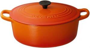 即決は送料無料 新品ルクルーゼ ココット・オーバル23cmオレンジIHクッキングヒーター Le Creuset 2502-23 ホーロー鍋 2人～4人用サイズ