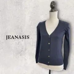 【JEANASIS】肩タック　薄手ウール　カーディガン　金ボタン