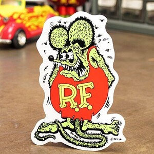 ラットフィンク ステッカー 車 アメリカン キャラクター おしゃれ バイク ヘルメット ホットロッド RatFink サイズS グリーン