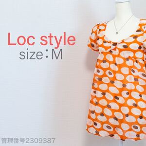 【最終値下げ☆美品☆】Loc style(ロコスタイル)ランダムドット柄　フレンチスリーブ　ミニワンピース　チュニックワンピ　オレンジ