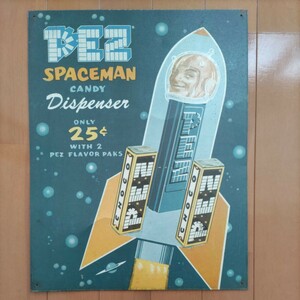 2002 ペッツ・スペースマン PEZ spaceman ブリキ・サインプレート ブリキ看板40.7cmx31.8cm