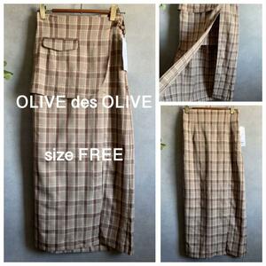 新品★OLIVE de OLIVE 2wayラップスリットスカート チェック 夏