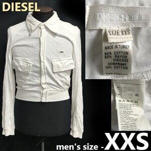 美品★DIESEL/ディーゼル★ショート丈ジャケット【メンズXXS/白デニム】アウター/ブルゾン/ハイウエスト/コットン/Tops/Shirts◆pBH820