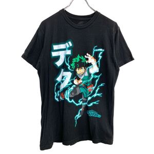 MY HERO ACADEMIA 半袖 キャラクター Tシャツ M 僕のヒーローアカデミア ブラック コットン メキシコ製 古着卸 アメリカ仕入 t2408-3729