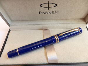 ◆【未使用に近い】パーカー　デュオフォールド　センテニアル　ブルー万年筆　ペン先：18K750ソリッドゴールド M