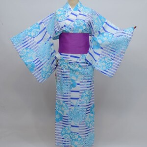 浴衣 単品 仕立て上がり 女性用 香乃逢 綿100％ 適合身長155-168cm ゆかた単品 花柄 菊 撫子 団扇 古典柄 新品（株）安田屋 NO25512