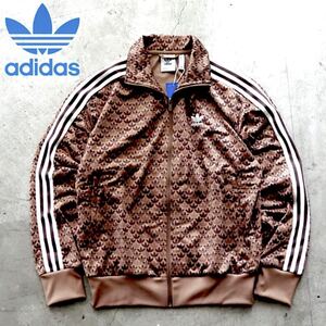 新品★adidas アディダス ファイヤーバード クラシック モノ トラックトップ ジャージ 総柄 モノグラム アースストレータ L ジャパン正規品