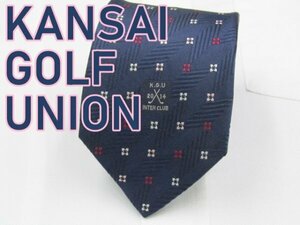 【ご当地】【関西ゴルフ連合】 OC 856 関西ゴルフ連合 KANSAI GOLF UNION ネクタイ 紺系 小花 ワンポイント ブランドロゴ ジャガード