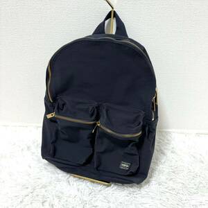 美品　ポーター　PORTER シア　デイパック　リュック　ゴールド ネイビー バックパック金具　