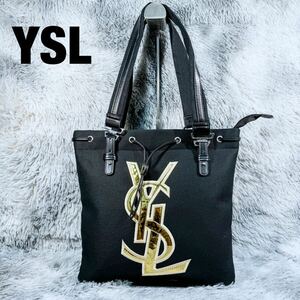 【新品】非売品　YSL Yves Saint Laurent イブサンローラン　トートバッグ ハンドバッグ　バッグ　キャンバス ブラック　ゴールド 黒 