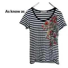 S2448【As know as アズノゥアズ】ボーダー Tシャツ　レース飾り