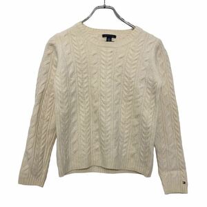 TOMMY HILFIGER 混紡 ニット セーター レディース M ホワイト トミーヒルフィガー ウール カシミア 古着卸 アメリカ仕入 a601-5395