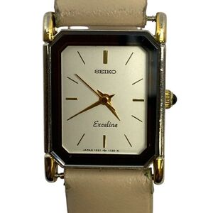 ■稼働品　SEIKO EXCELINE　セイコー　エクセリーヌ　1221-5820　アナログ レクタンギュラー　クォーツ　刻印あり　新品電池交換済